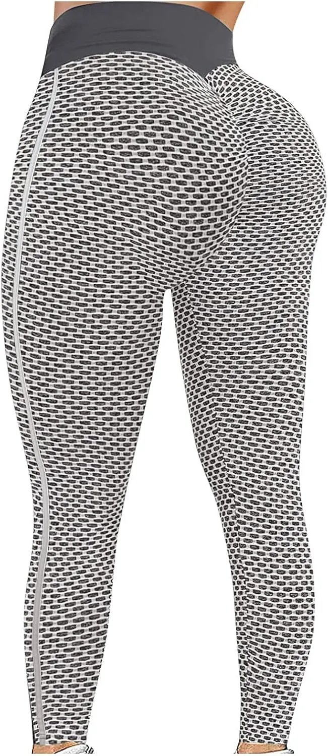 nerohusy Butt Lifting Womens Leggings Plus Size High Waist Workout Pants Cellulite Compression Textured Skinny Sweatpants