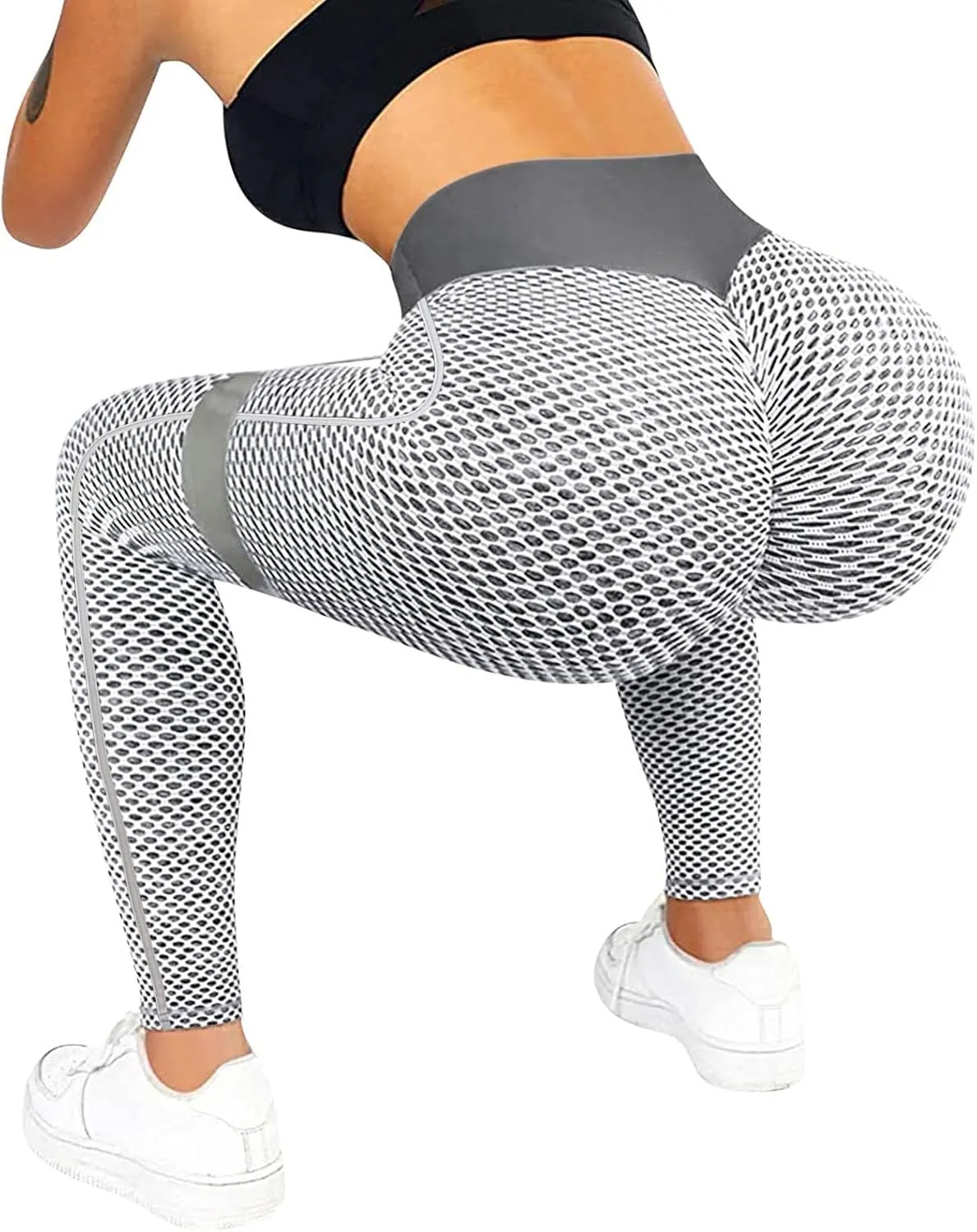 nerohusy Butt Lifting Womens Leggings Plus Size High Waist Workout Pants Cellulite Compression Textured Skinny Sweatpants