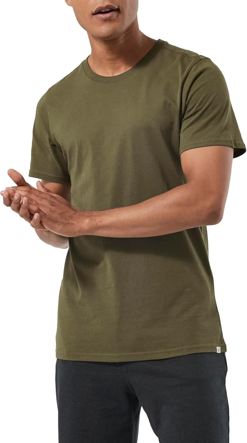 Pact Men's Organic Cotton Softspun Standard Fit Crew Neck T-Shirt, Pack of 5