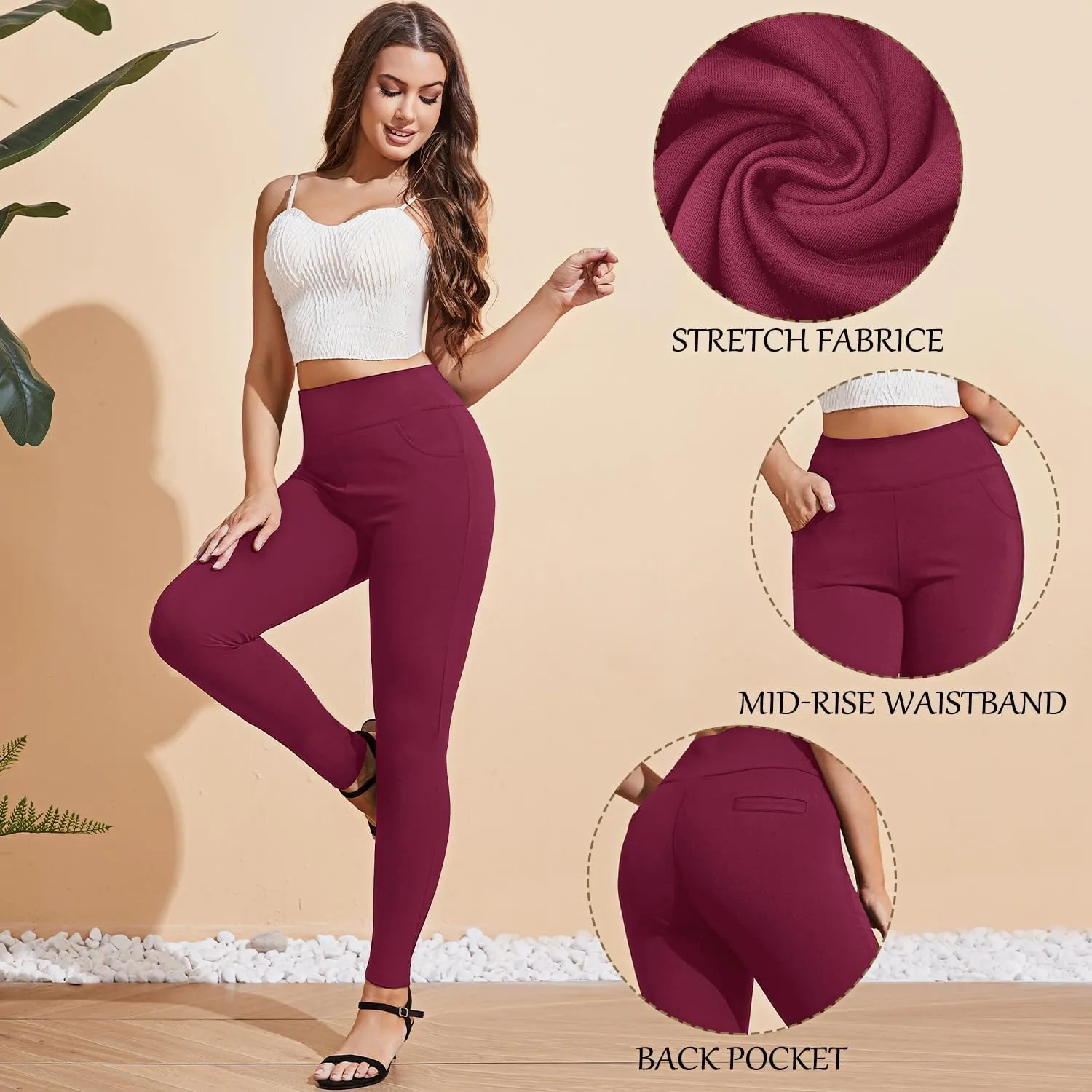 Pants for Women, Comfort Stretch Skinny Slim Dress Pants, Skinny High Waist Pull on Pants with Pockets…