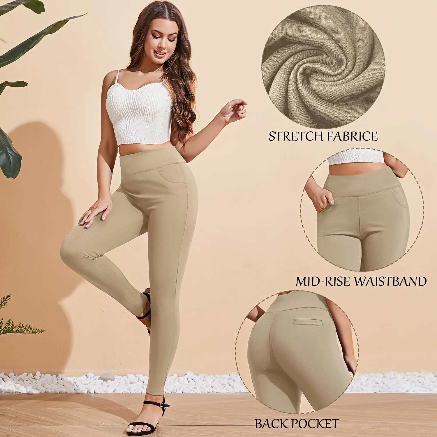 Pants for Women, Comfort Stretch Skinny Slim Dress Pants, Skinny High Waist Pull on Pants with Pockets…