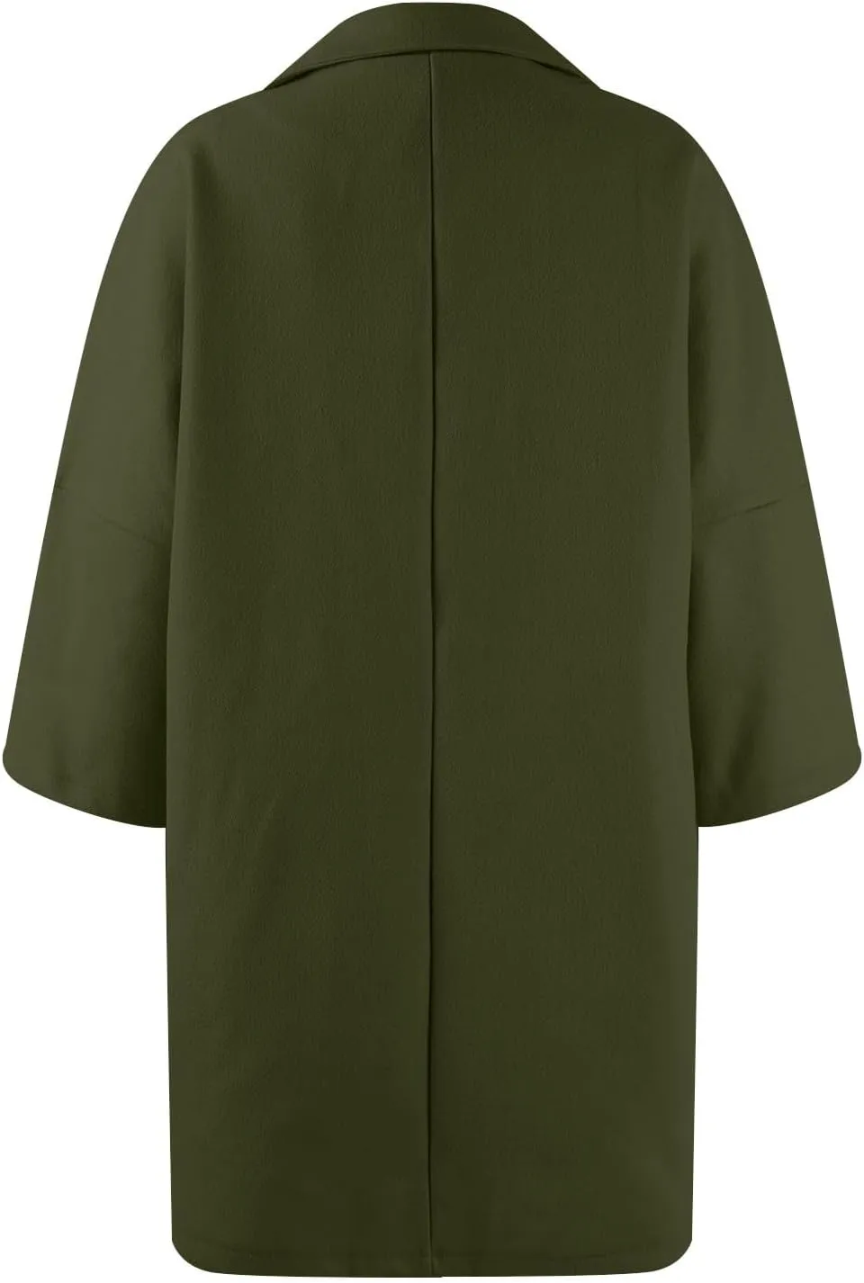 Pea Coats for Women Trendy Lapel Button 3/4 Sleeve Coats Winter Double Breasted Wool Coats with Pockets