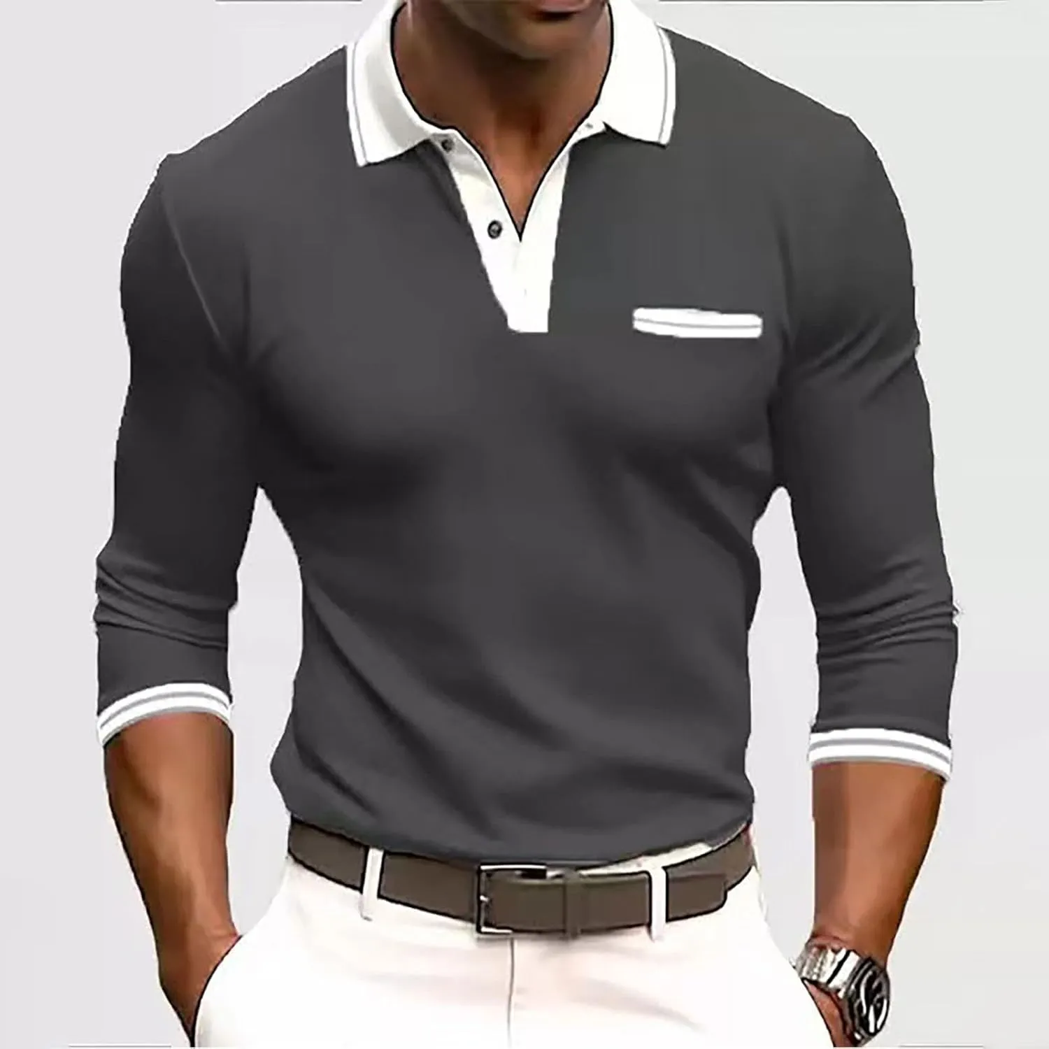 Polo Shirts for Men Zippered Long Sleeved Shirt Mens Sun Shirts Long Sleeve Purple Flannel Navy Blue Pants