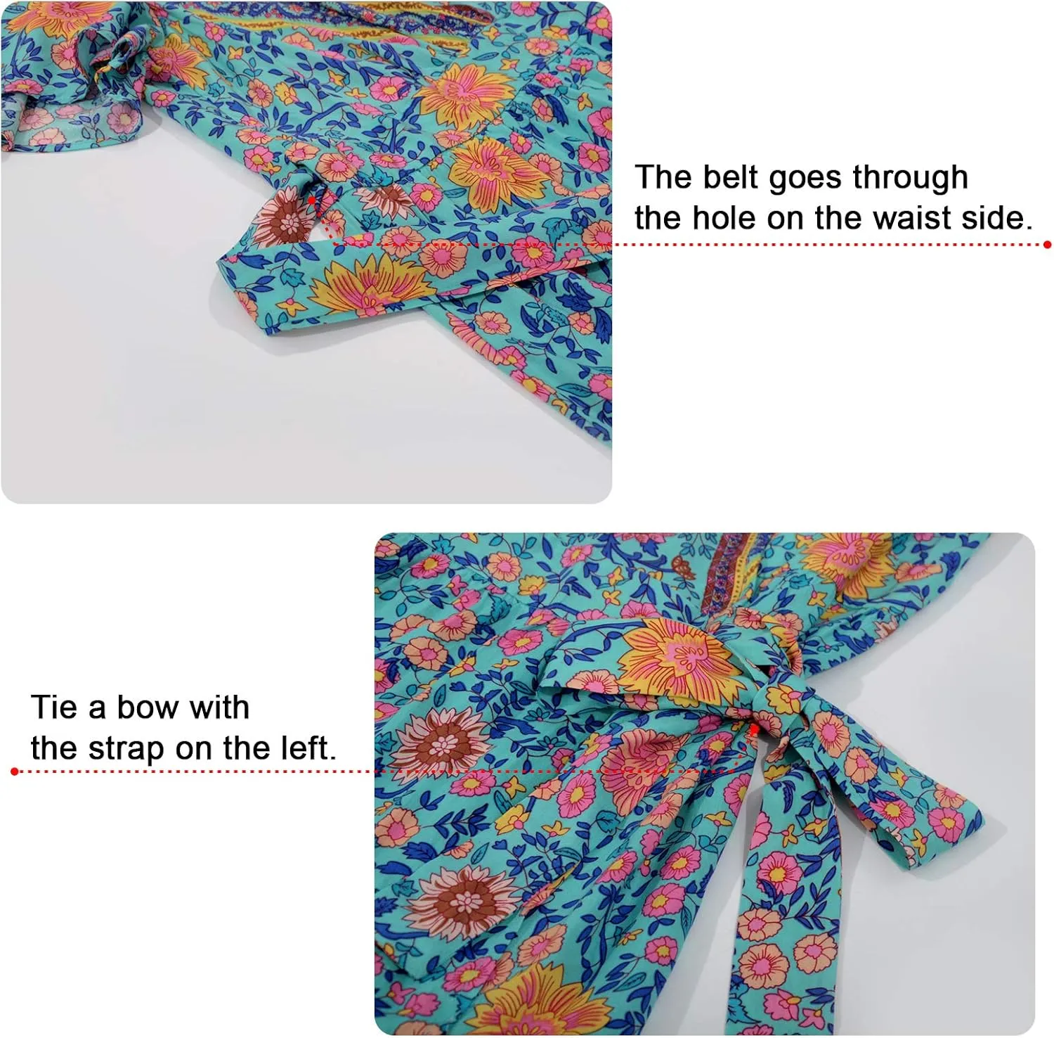 PopReal Mommy and Me Dresses Boho Casual Maxi Dress Summer Short Dress V Neck Wrap Floral Print Short Sleeve