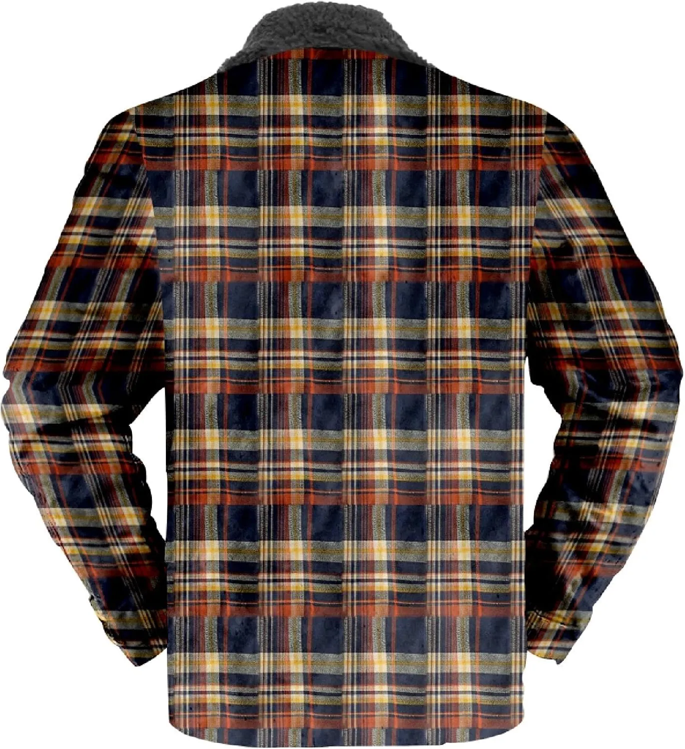 QWENTMTNTY Men Fleece Lined Sherpa Jacket Western Plaid Flannel Jackets Zip Up Big & Tall Thickened Thermal Heavyweight Coat