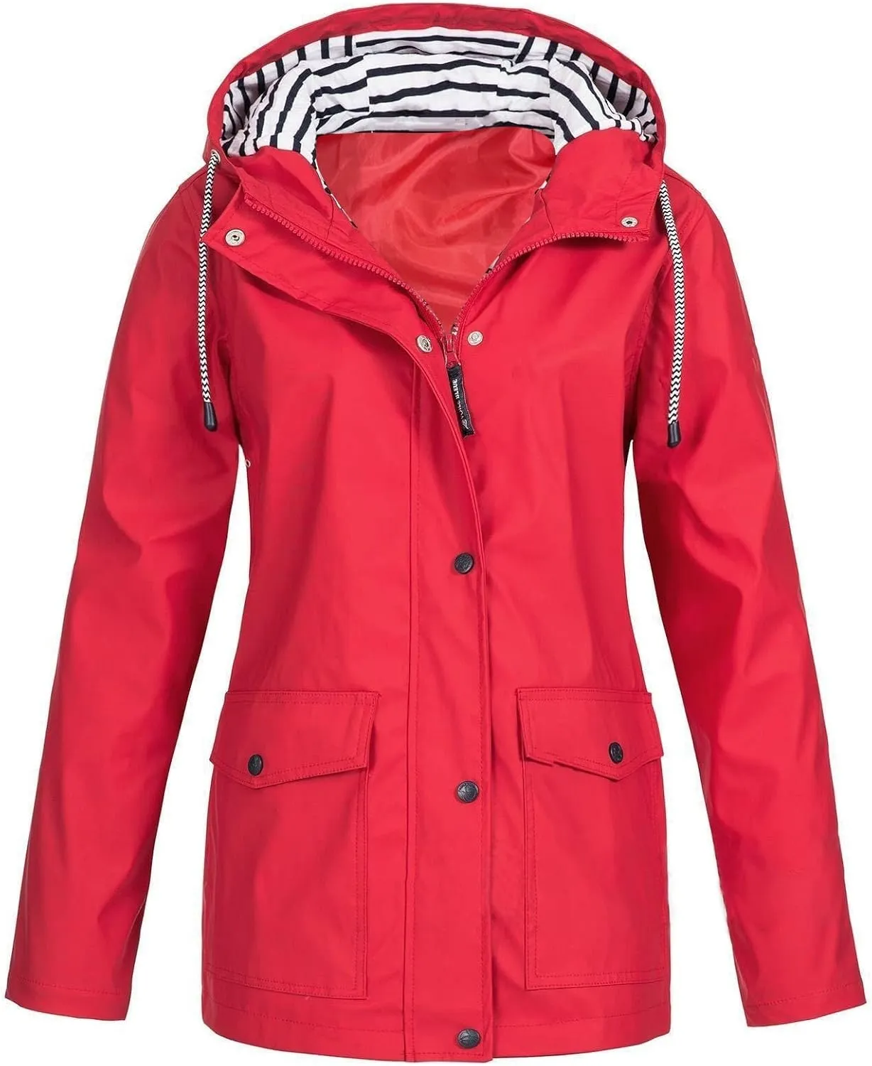 Rain Coats for Women Winter Warm Fleece Lined Jackets Plus Size Waterproof Trench Coat Hooded Romper Outerwear