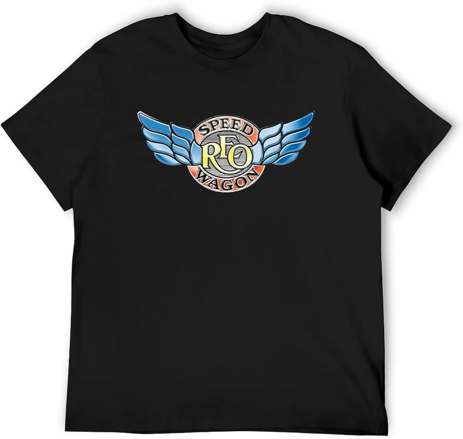 REO Music Speedwagon Men's T-Shirts Classic Crewneck Casual Short Shirt Cotton Teens Tee Tops