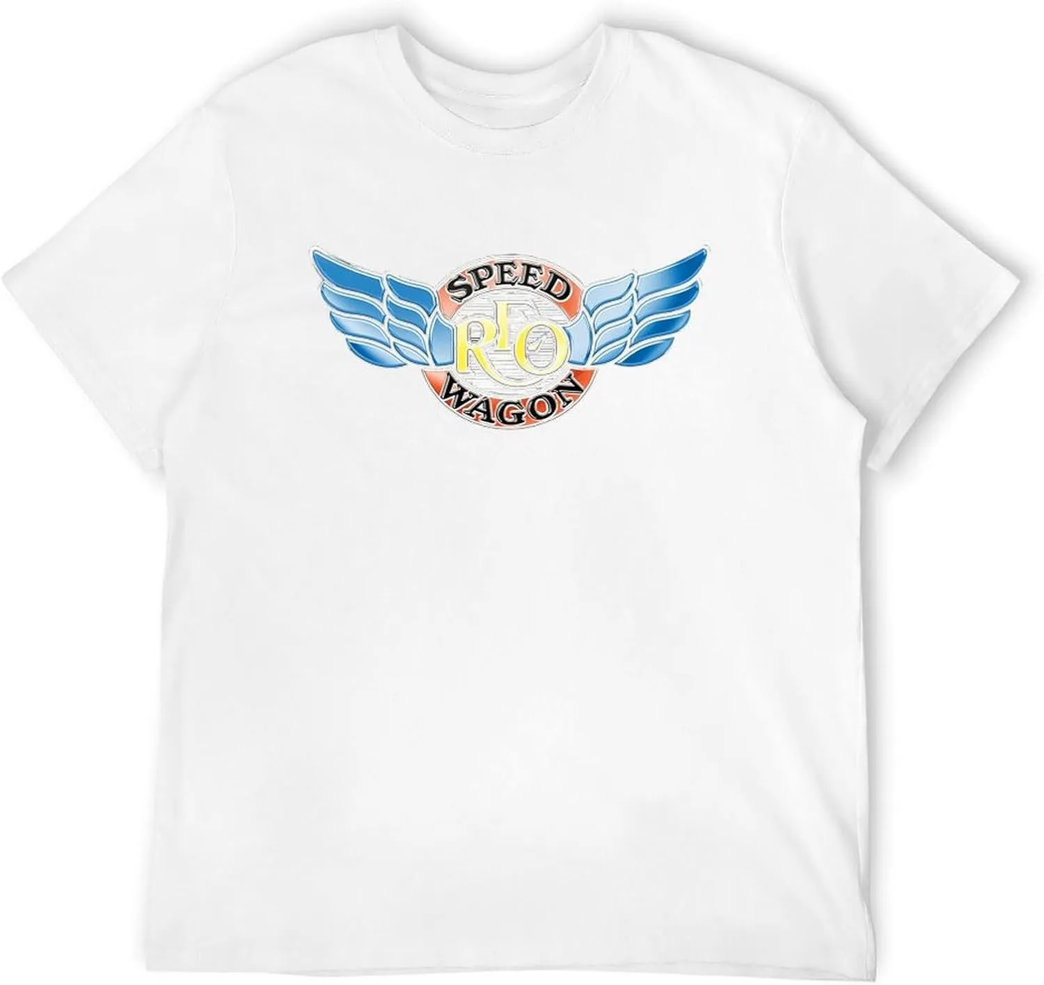 REO Music Speedwagon Men's T-Shirts Classic Crewneck Casual Short Shirt Cotton Teens Tee Tops