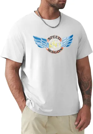 REO Music Speedwagon Men's T-Shirts Classic Crewneck Casual Short Shirt Cotton Teens Tee Tops