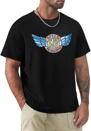 REO Music Speedwagon Men's T-Shirts Classic Crewneck Casual Short Shirt Cotton Teens Tee Tops