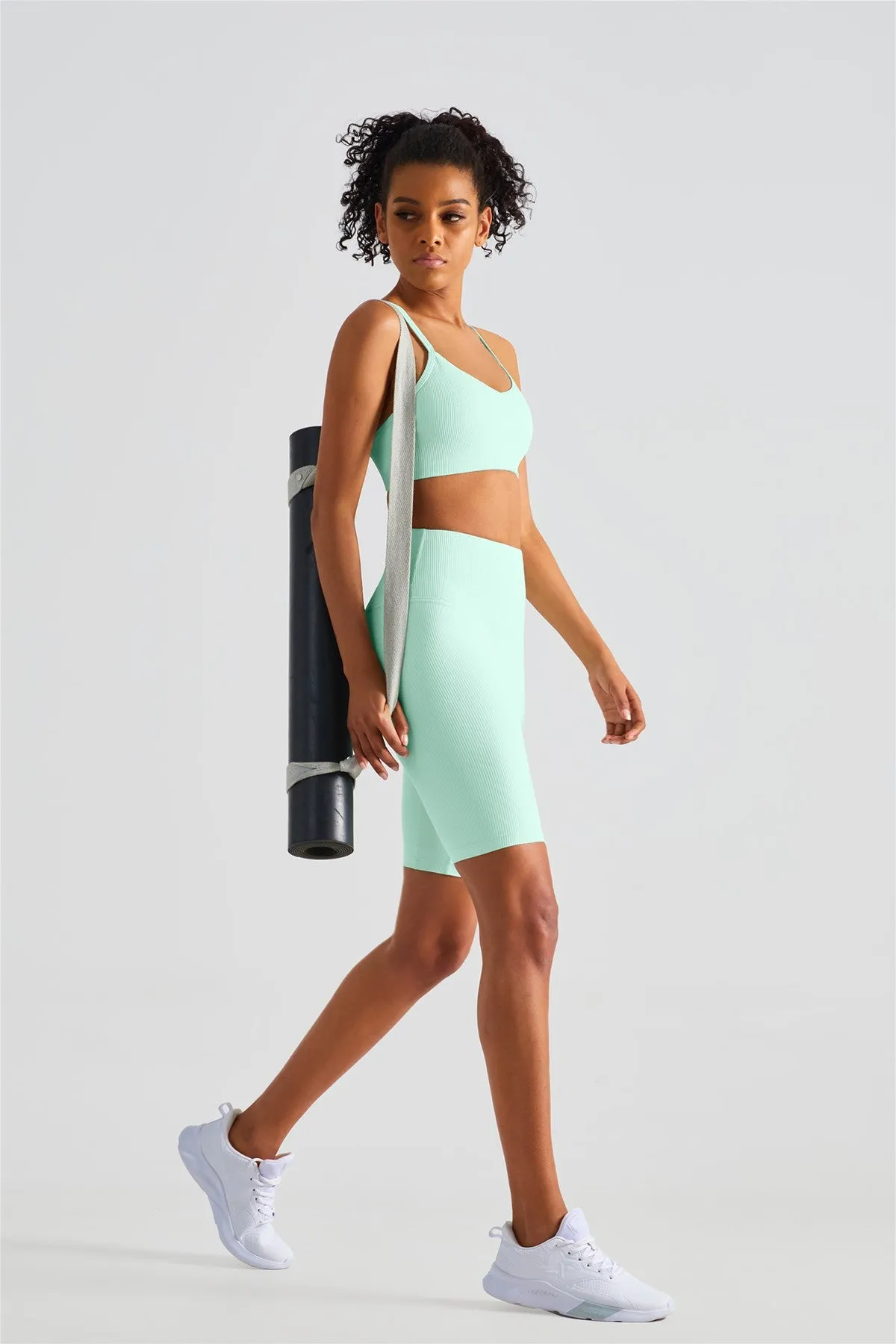 Ribbed Crossover Sports Bra