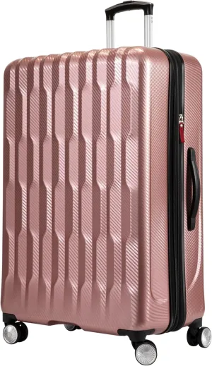 Ricardo Beverly Hills Lombard Hardside Large Checked Luggage  Expandable Travel Bag with 8-Spinner Dual Wheels & Telescoping Handle, 29-inch, Rose Gold