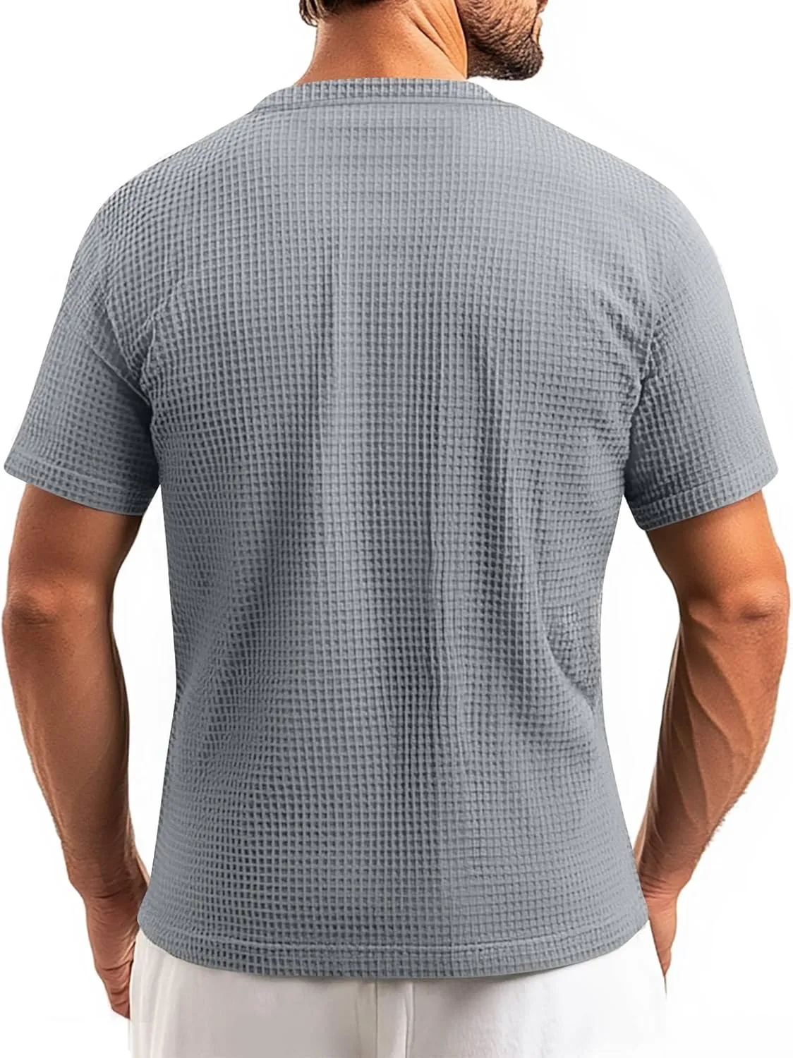 Riyiper 3 Pack Men's Waffle T Shirts Casual Knit Short Sleeve Shirts Basic Cotton Summer Solid Lightweight Tees