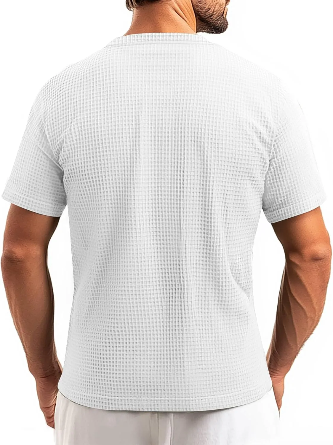 Riyiper 3 Pack Men's Waffle T Shirts Casual Knit Short Sleeve Shirts Basic Cotton Summer Solid Lightweight Tees