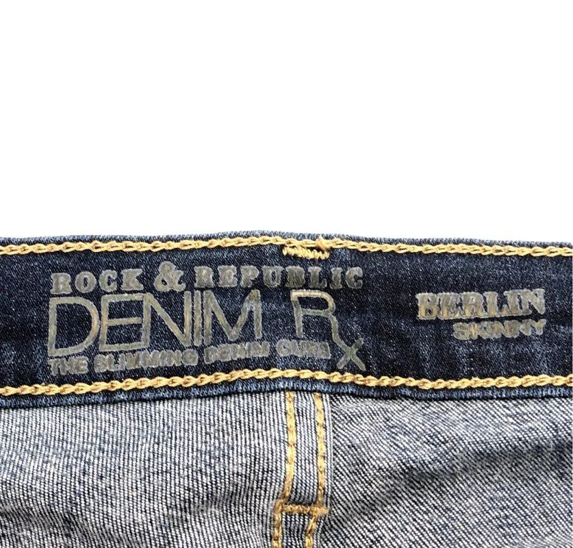 Rock & Republic Women's Blue Berlin Denim Medium Wash Skinny Jeans - Size 2M