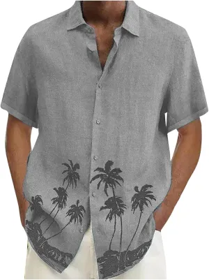 RTRDE Men's Shirts Casual Lapel Beach Holiday Wear Fashion Shirt Hawaiian Short-Sleeved
