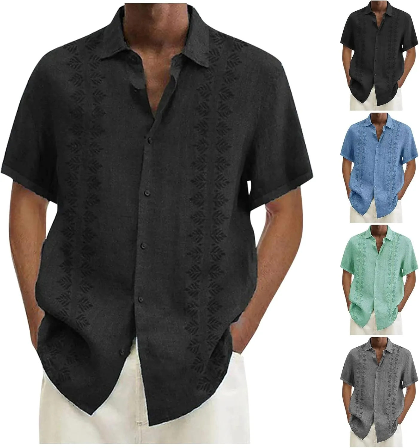 RTRDE Men's Shirts Casual Lapel Beach Holiday Wear Fashion Shirt Hawaiian Short-Sleeved
