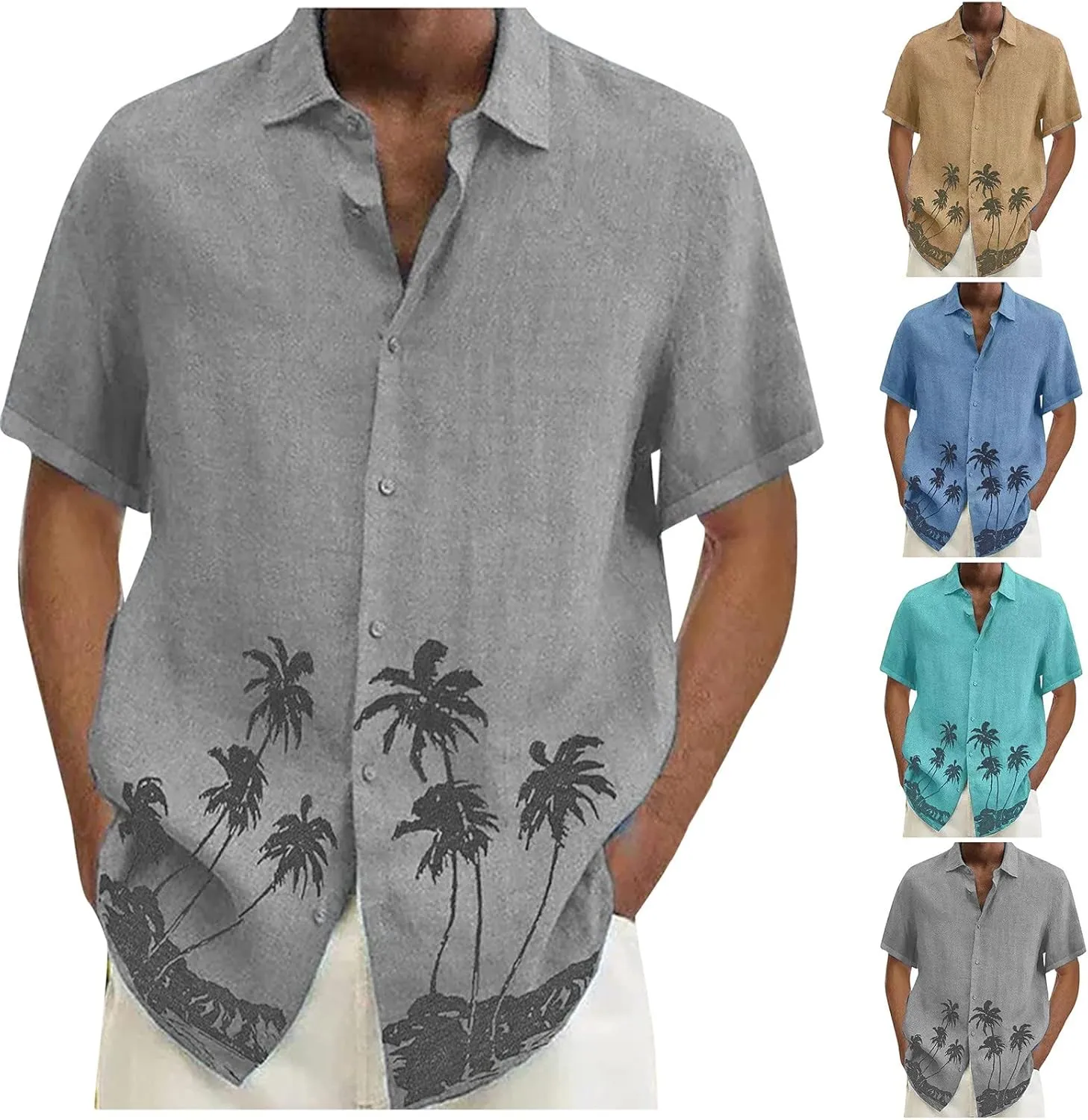 RTRDE Men's Shirts Casual Lapel Beach Holiday Wear Fashion Shirt Hawaiian Short-Sleeved