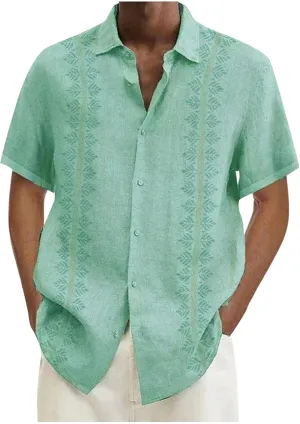 RTRDE Men's Shirts Casual Lapel Beach Holiday Wear Fashion Shirt Hawaiian Short-Sleeved