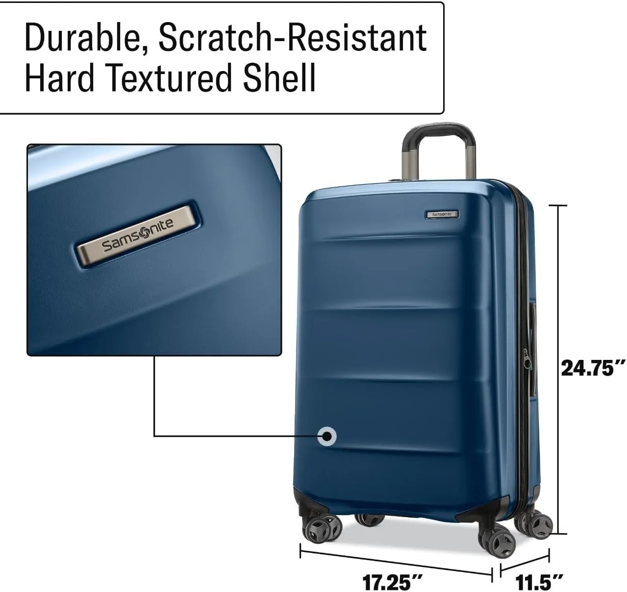 Samsonite Octiv Hardside Expandable Luggage with Spinner Wheels, Blue Denim, Checked Medium Spinner