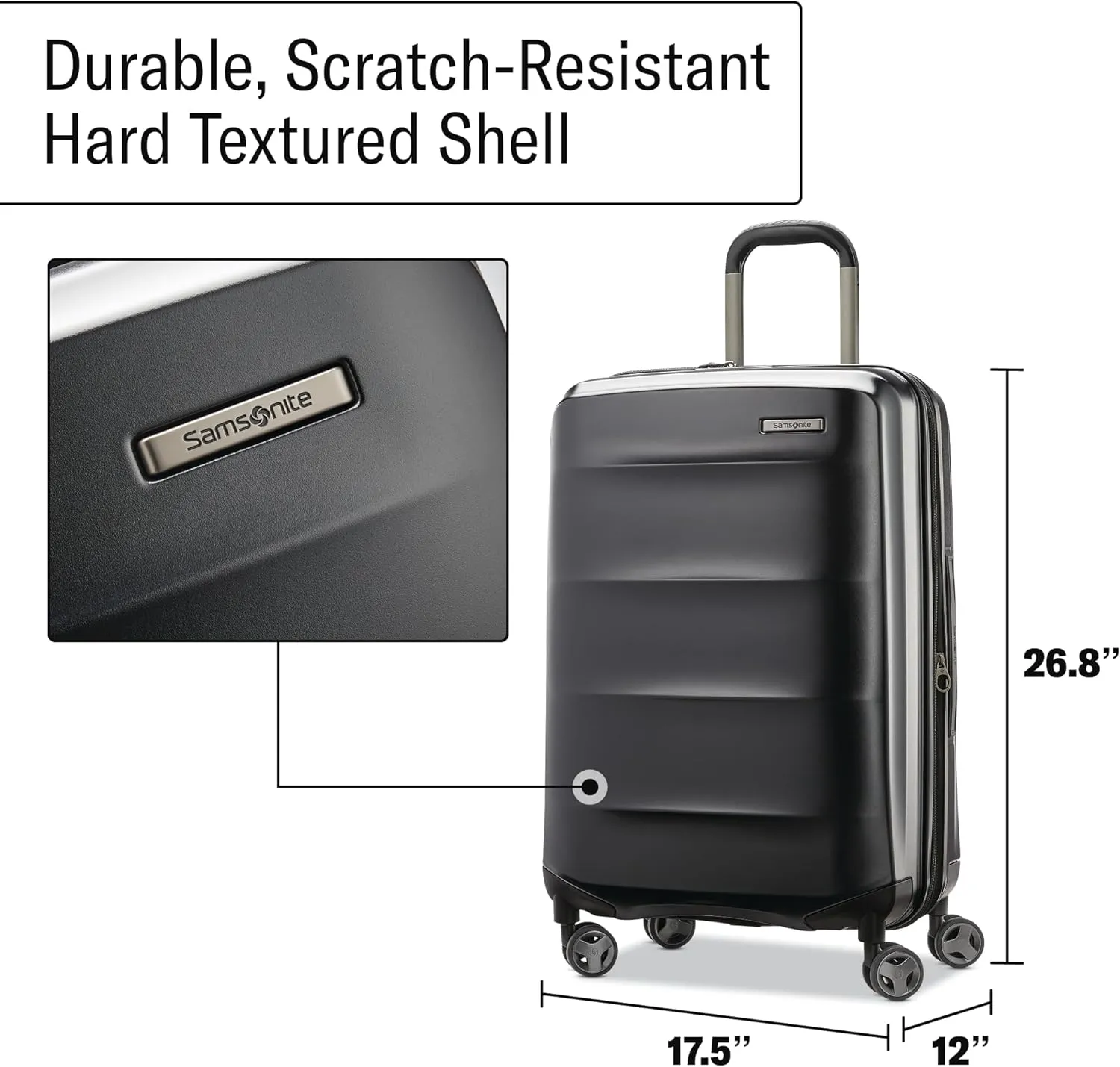 Samsonite Octiv Lightweight Hardshell 24-Inch Medium Checked Luggage -Durable Impact Resistant, 360 Aero Trac Spinner Wheels, Adjustable Telescopic Handle, Expandable, TSA Approved Lock - Black