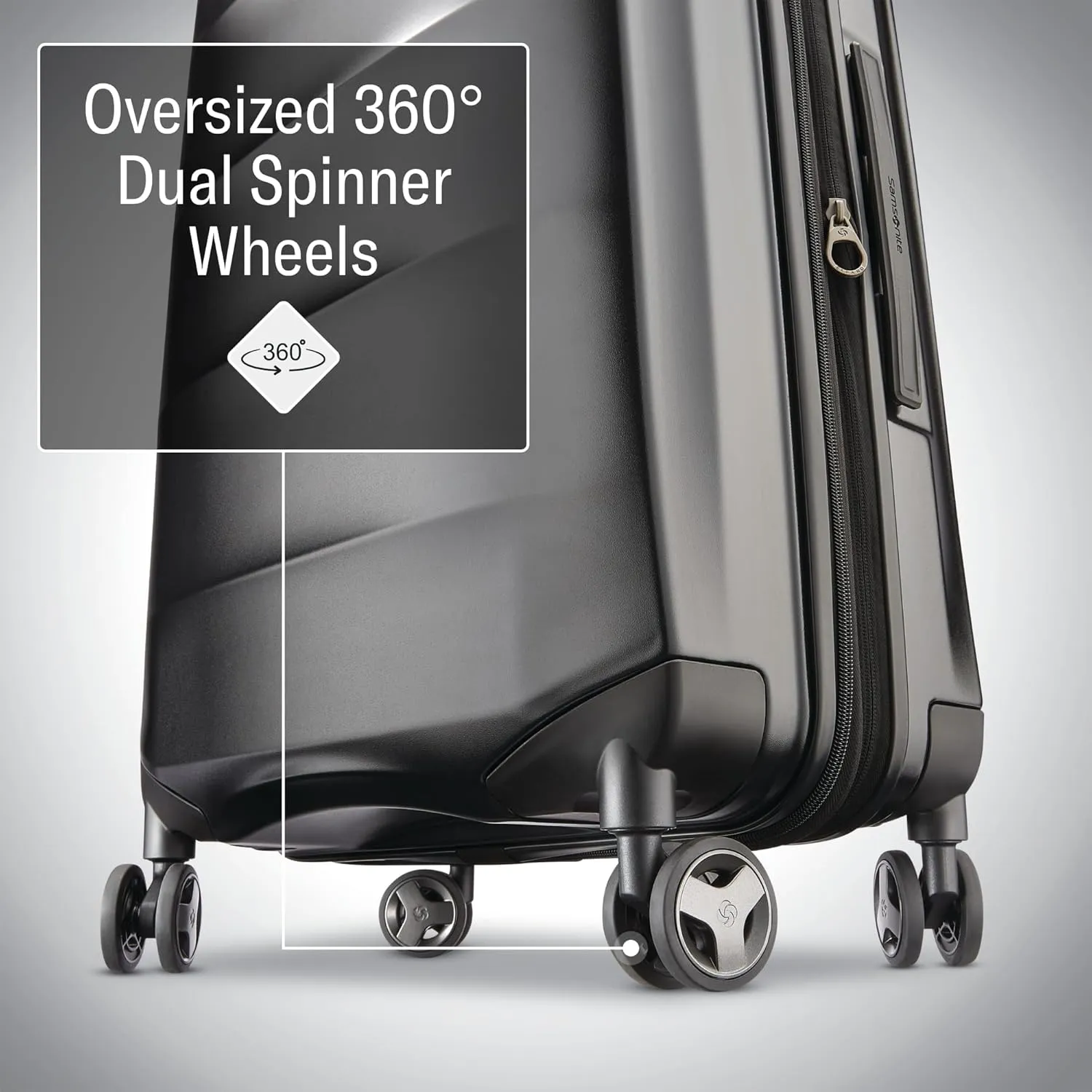 Samsonite Octiv Lightweight Hardshell 24-Inch Medium Checked Luggage -Durable Impact Resistant, 360 Aero Trac Spinner Wheels, Adjustable Telescopic Handle, Expandable, TSA Approved Lock - Black