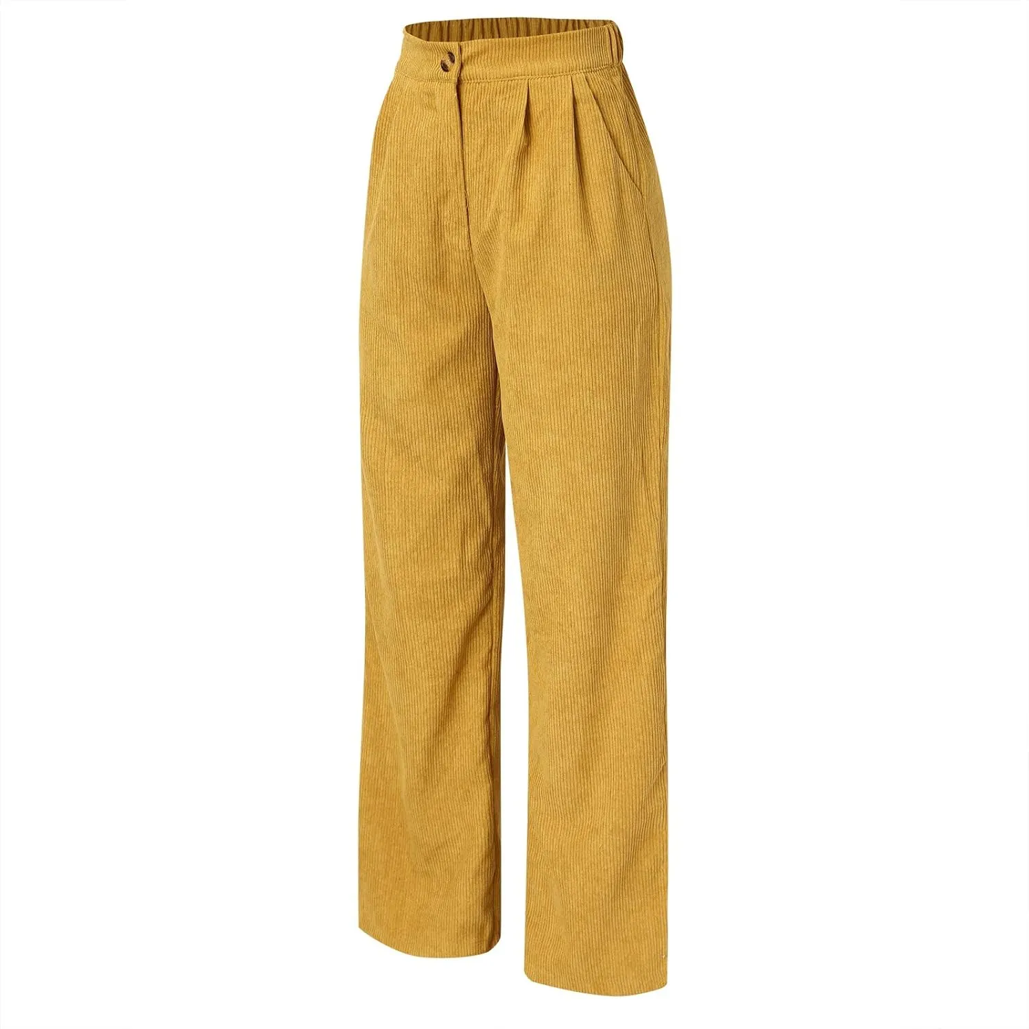 sdbrld Corduroy Pants Women High Waisted Fashion 2024 Spring Elastic Straight Leg Trousers Corduroy Work Pants with Pockets