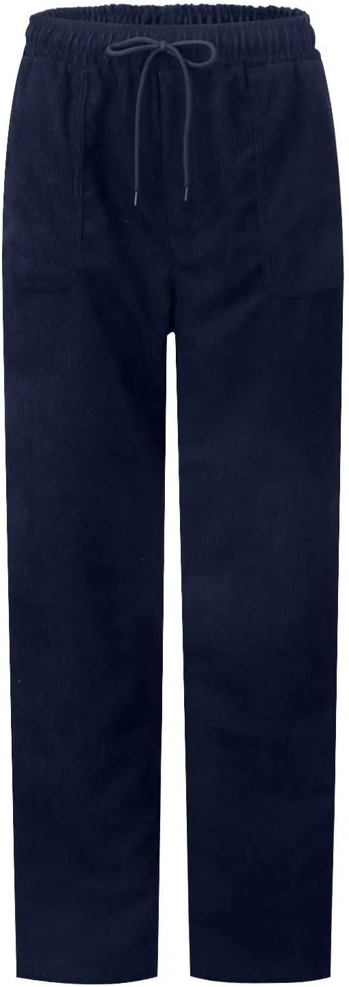 sdbrld Corduroy Pants Women High Waisted Fashion 2024 Spring Elastic Straight Leg Trousers Corduroy Work Pants with Pockets