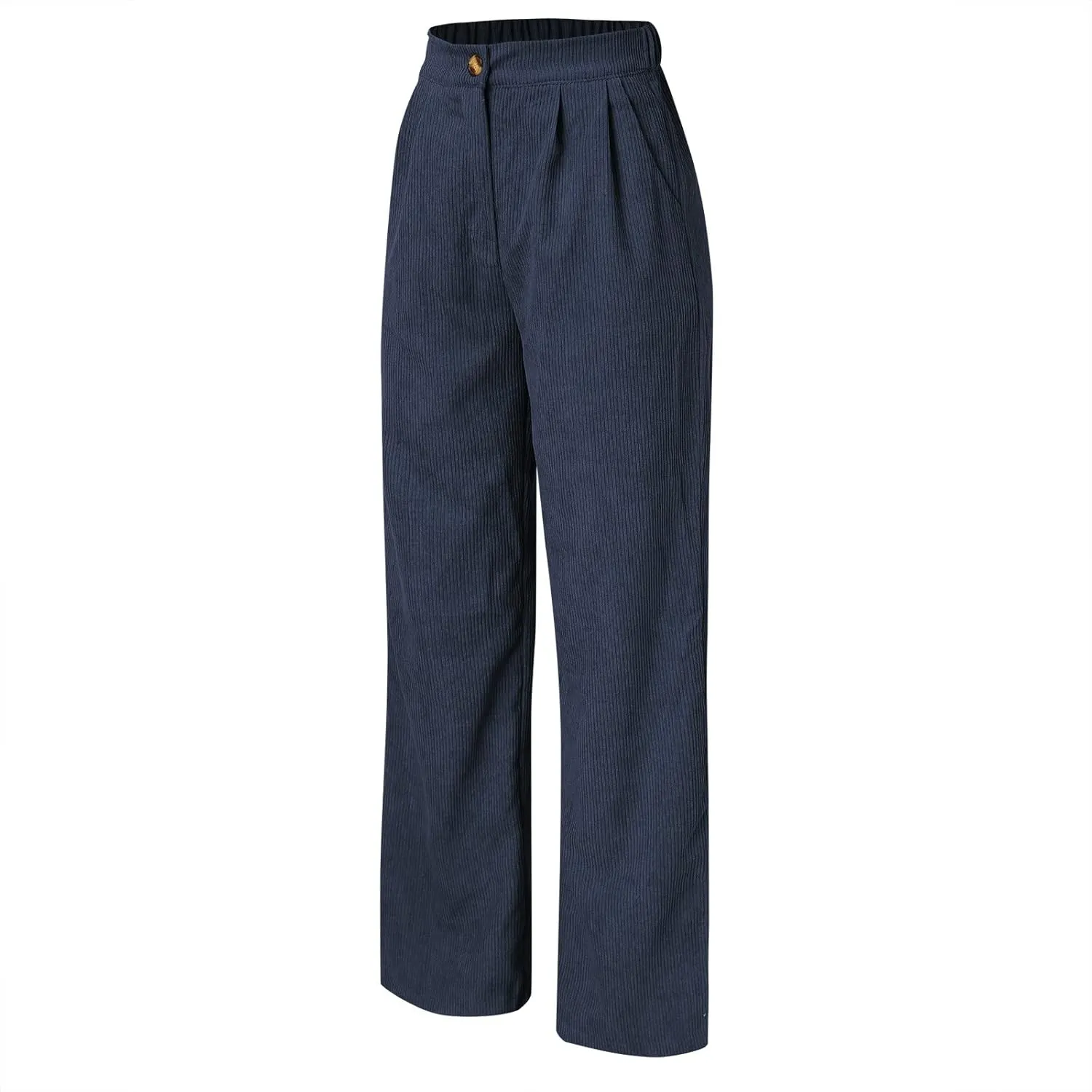 sdbrld Corduroy Pants Women High Waisted Fashion 2024 Spring Elastic Straight Leg Trousers Corduroy Work Pants with Pockets
