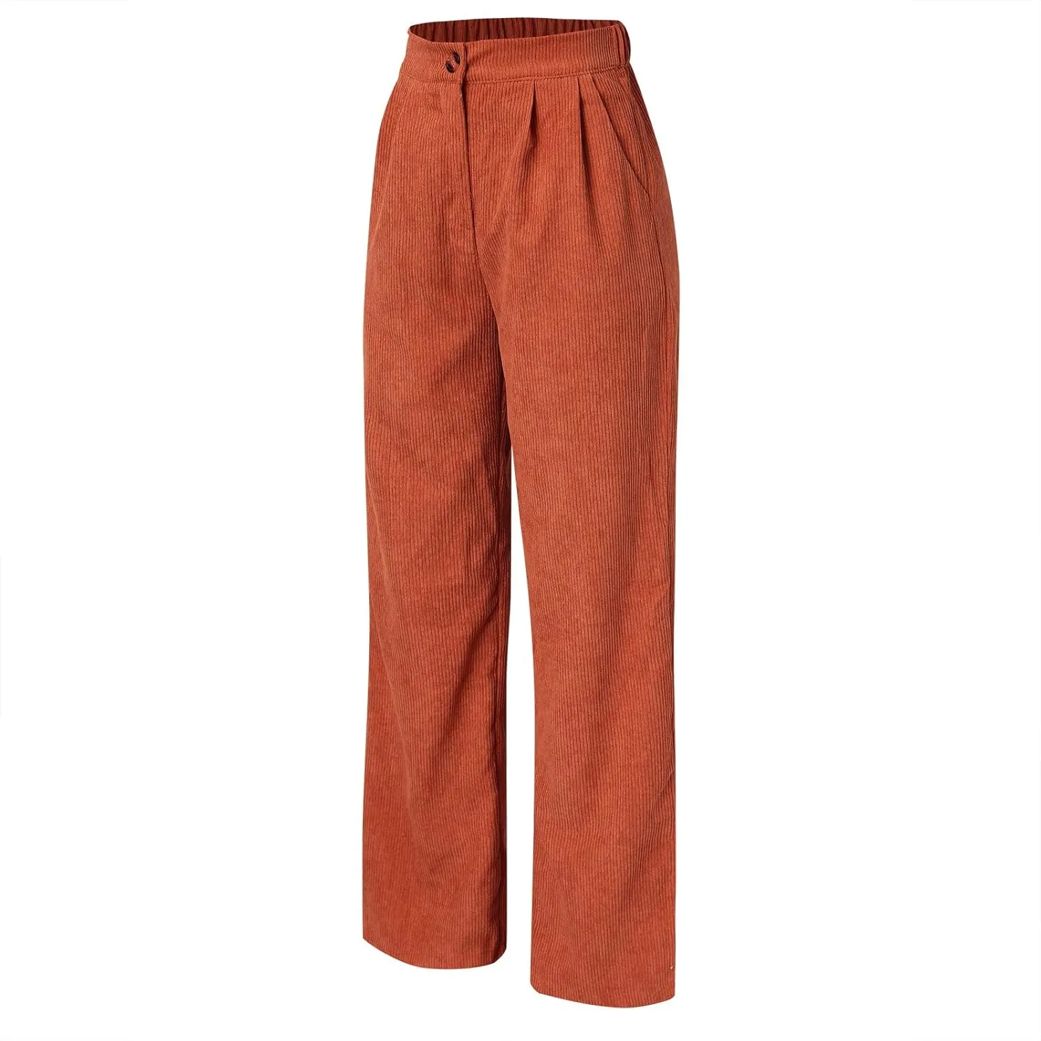 sdbrld Corduroy Pants Women High Waisted Fashion 2024 Spring Elastic Straight Leg Trousers Corduroy Work Pants with Pockets