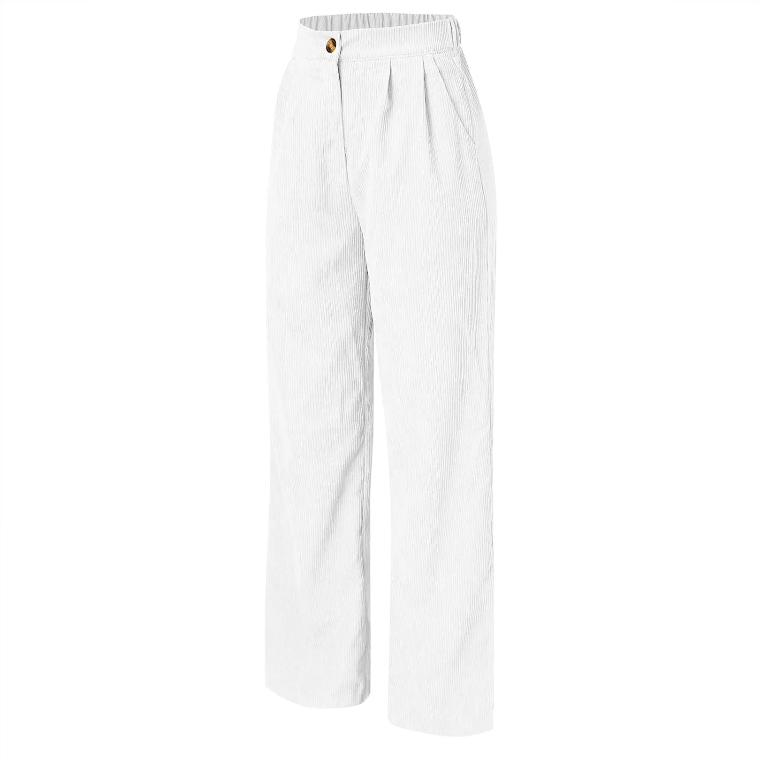 sdbrld Corduroy Pants Women High Waisted Fashion 2024 Spring Elastic Straight Leg Trousers Corduroy Work Pants with Pockets