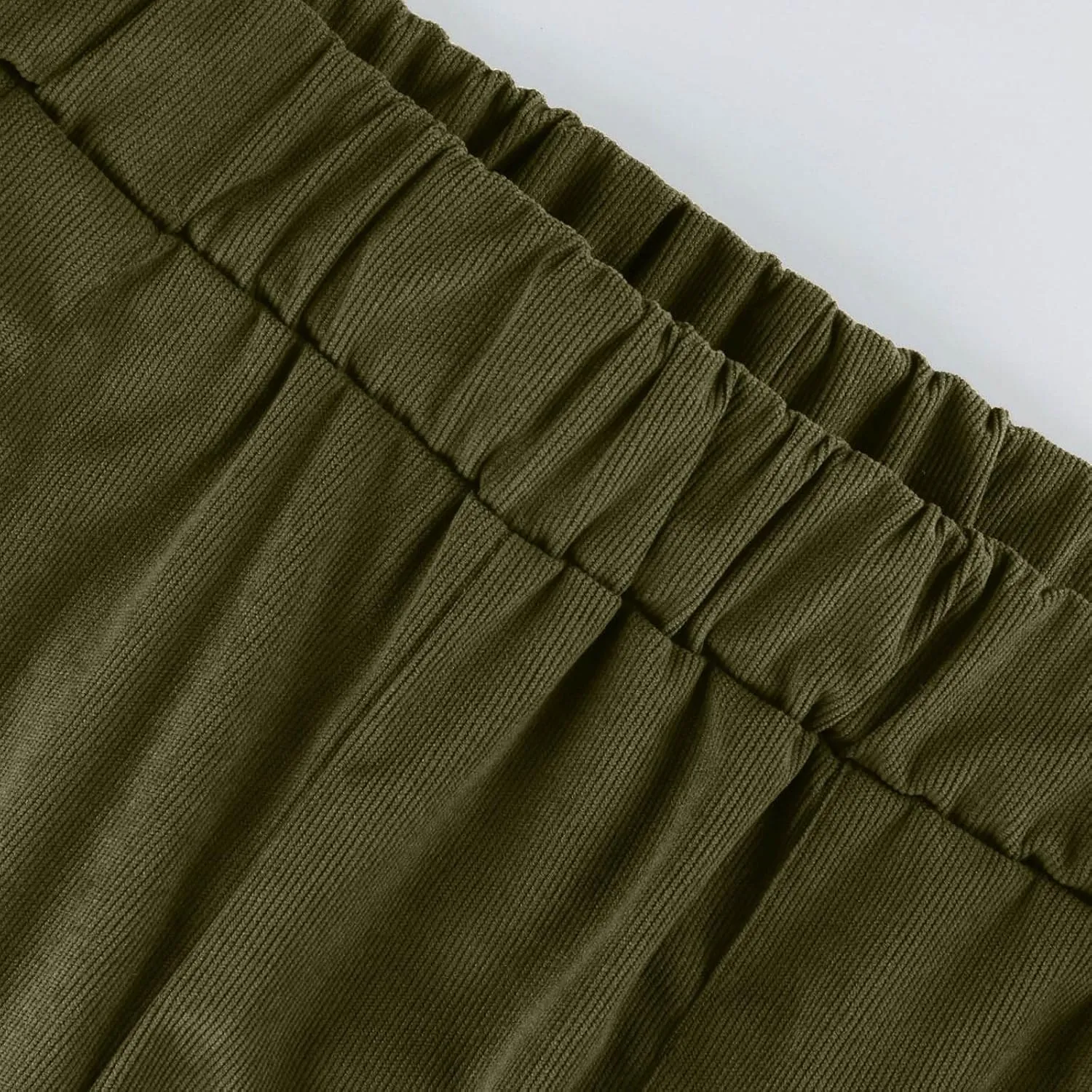 sdbrld Corduroy Pants Women Petite 2024 Spring Elastic High Waist Pull On Straight Leg Slacks Casual Trousers with Pockets