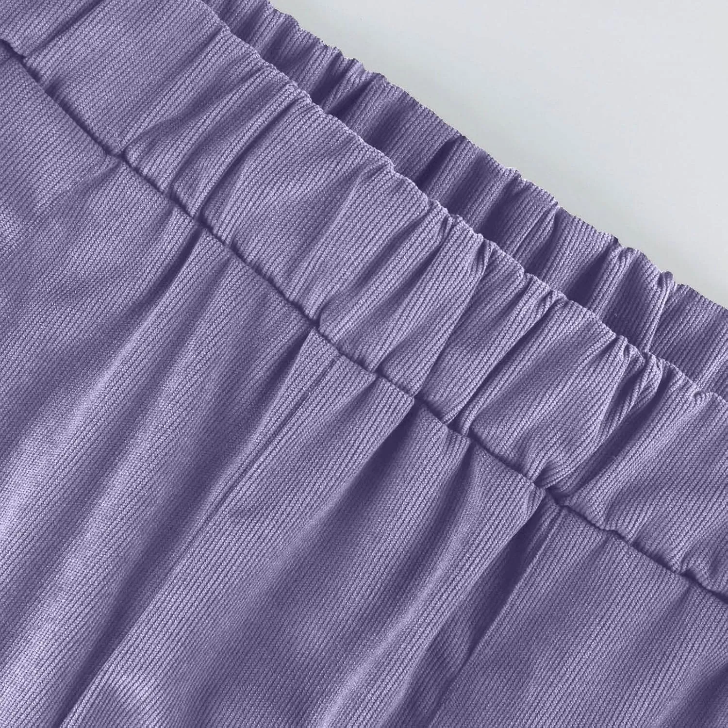 sdbrld Corduroy Pants Women Petite 2024 Spring Elastic High Waist Pull On Straight Leg Slacks Casual Trousers with Pockets