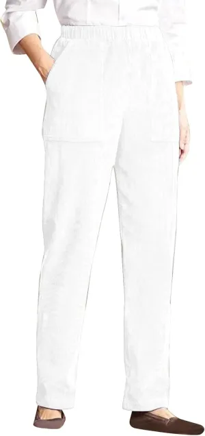 sdbrld Corduroy Pants Women Petite 2024 Spring Elastic High Waist Pull On Straight Leg Slacks Casual Trousers with Pockets