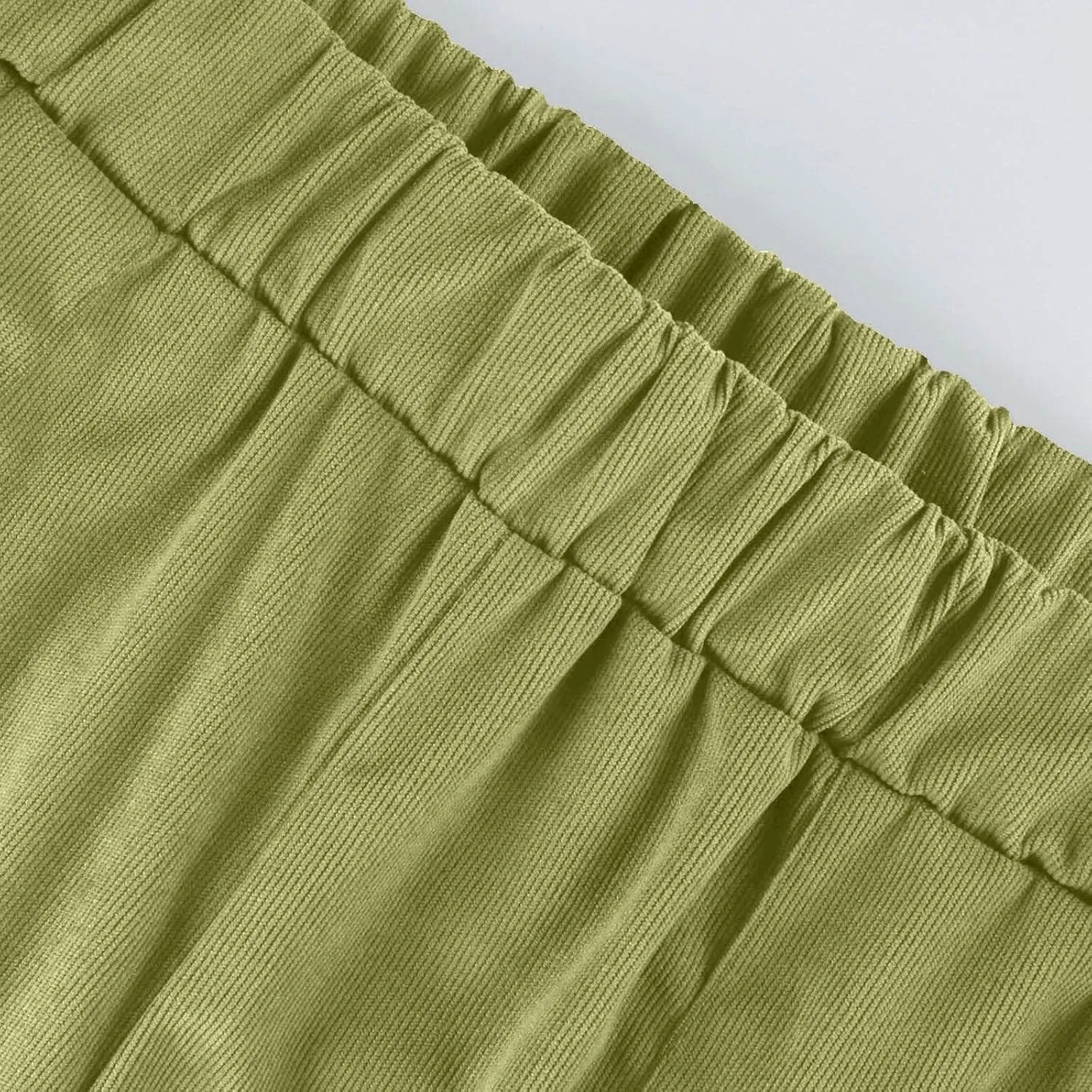sdbrld Corduroy Pants Women Petite 2024 Spring Elastic High Waist Pull On Straight Leg Slacks Casual Trousers with Pockets