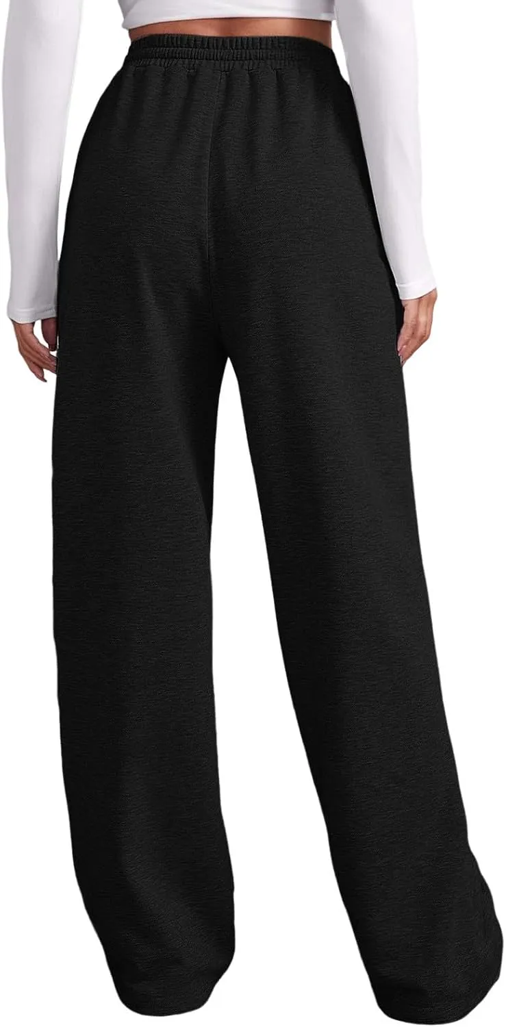 sdbrld Wide Leg Sweatpants Women High Waisted Jogger Pants Active Lounge Workout Valentine Day Drawstring Pants with Pockets