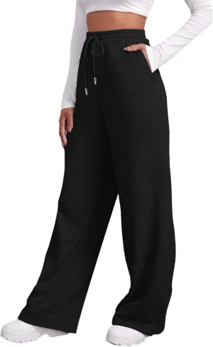 sdbrld Wide Leg Sweatpants Women High Waisted Jogger Pants Active Lounge Workout Valentine Day Drawstring Pants with Pockets
