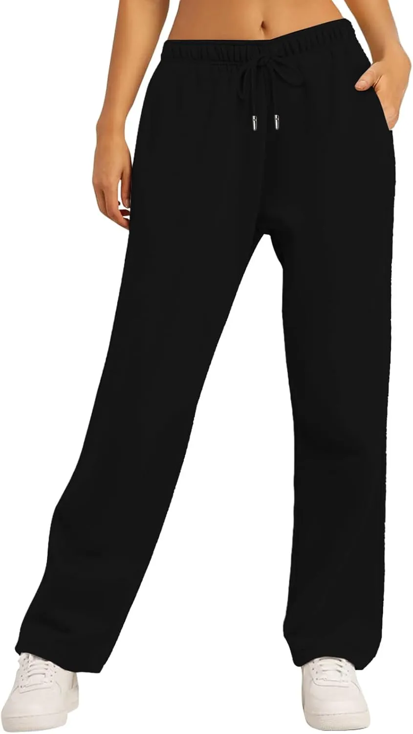 sdbrld Wide Leg Sweatpants Women High Waisted Jogger Pants Active Lounge Workout Valentine Day Drawstring Pants with Pockets