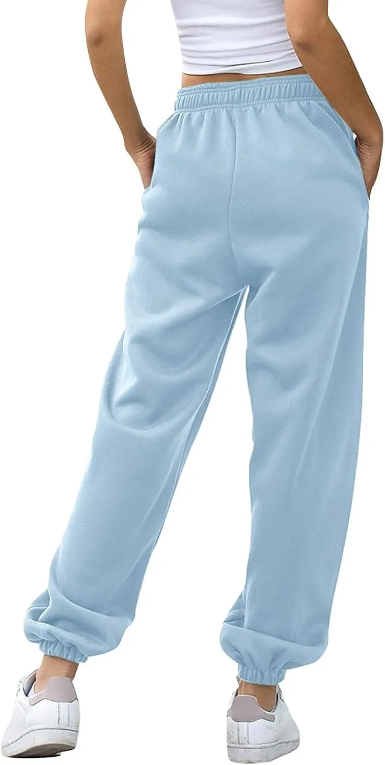SHAOBGE Fall Sweatpants for Women 2024 with Pockets Casual Lounge Oversized Foral Print High Waist Ealstic Drawstring Pants