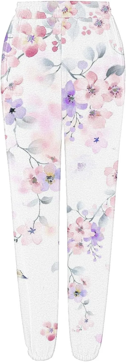 SHAOBGE Fall Sweatpants for Women 2024 with Pockets Casual Lounge Oversized Foral Print High Waist Ealstic Drawstring Pants