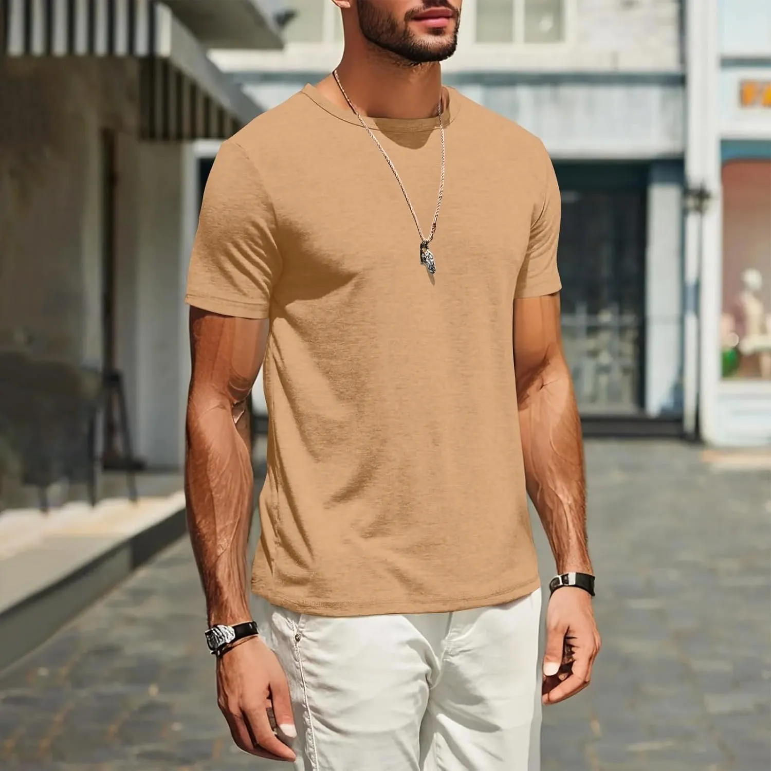 Shirts for Men 2025 Men's T Shirts Short Sleeve Soft Crew Neck Lightweight Tee Shirts Casual Summer Basic Tops
