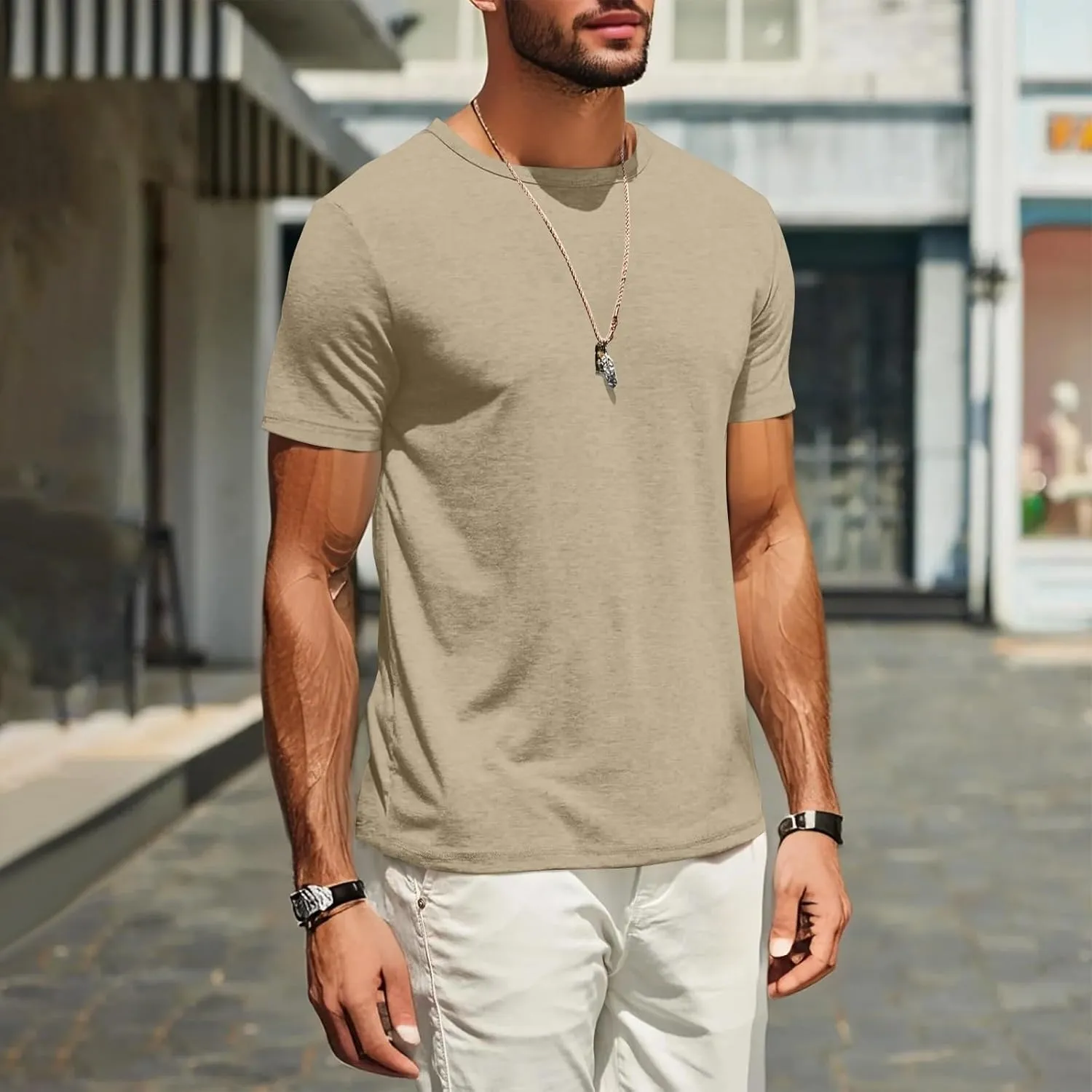 Shirts for Men 2025 Men's T Shirts Short Sleeve Soft Crew Neck Lightweight Tee Shirts Casual Summer Basic Tops