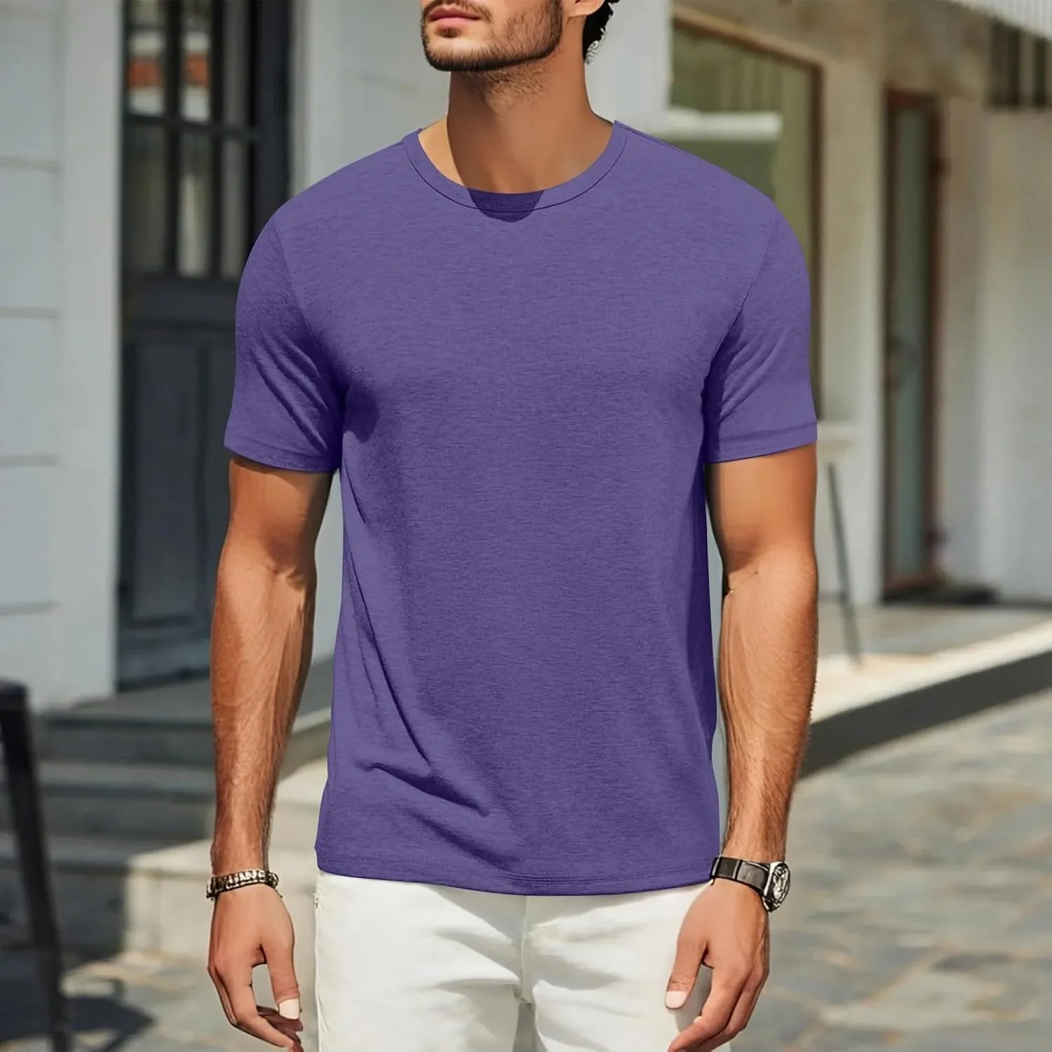 Shirts for Men 2025 Men's T Shirts Short Sleeve Soft Crew Neck Lightweight Tee Shirts Casual Summer Basic Tops