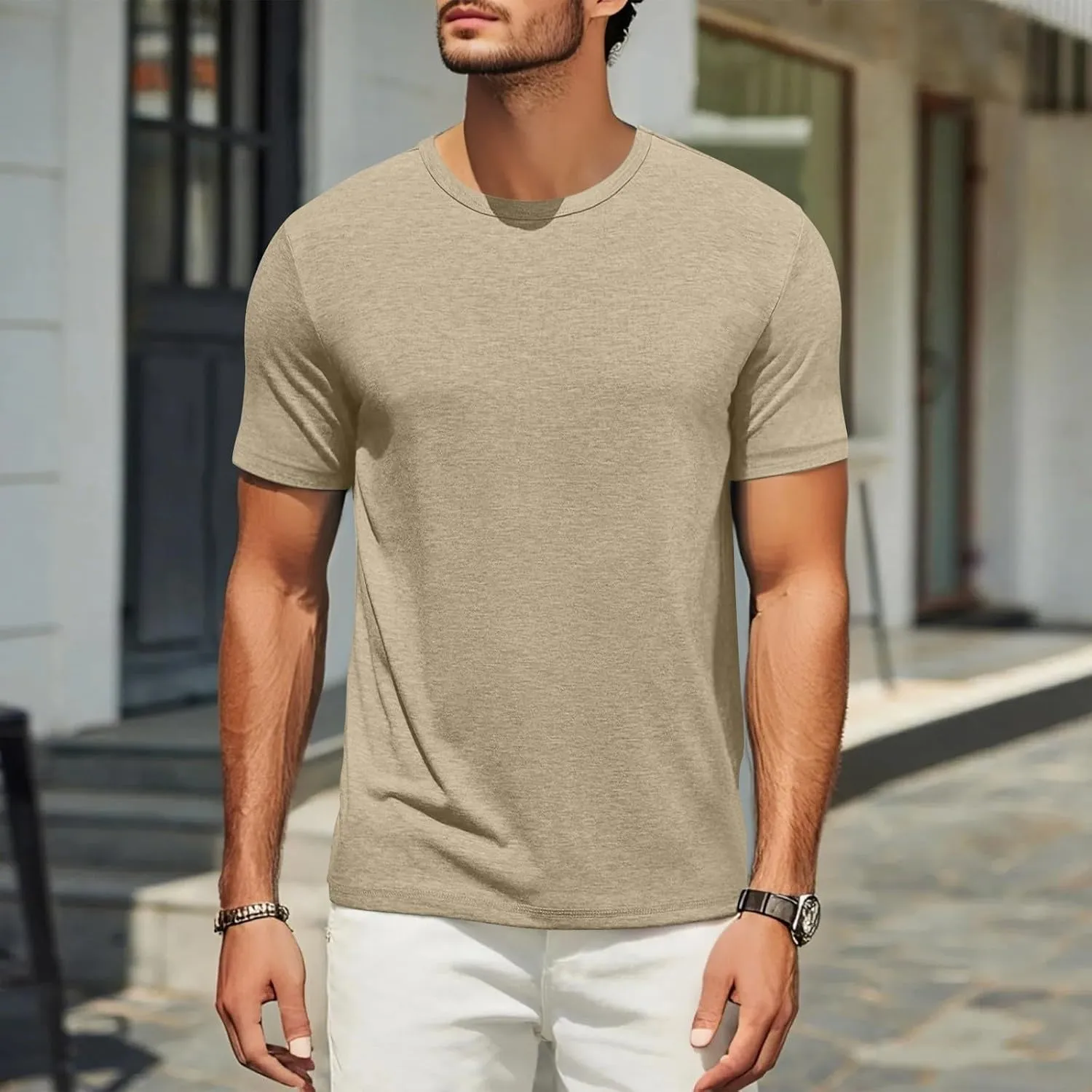 Shirts for Men 2025 Men's T Shirts Short Sleeve Soft Crew Neck Lightweight Tee Shirts Casual Summer Basic Tops