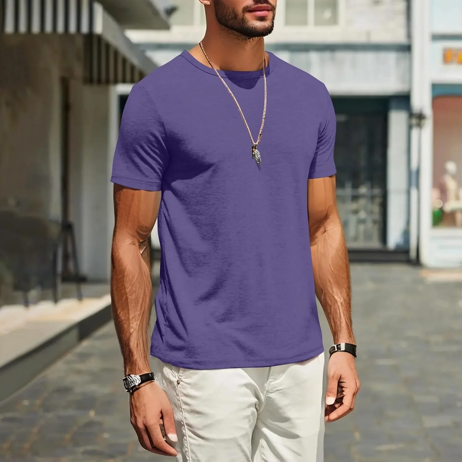 Shirts for Men 2025 Men's T Shirts Short Sleeve Soft Crew Neck Lightweight Tee Shirts Casual Summer Basic Tops