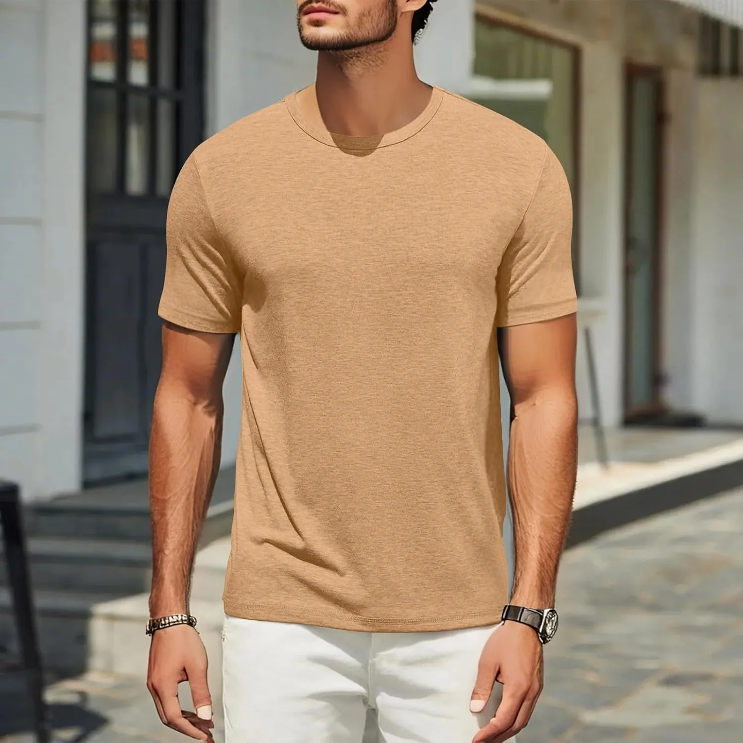 Shirts for Men 2025 Men's T Shirts Short Sleeve Soft Crew Neck Lightweight Tee Shirts Casual Summer Basic Tops