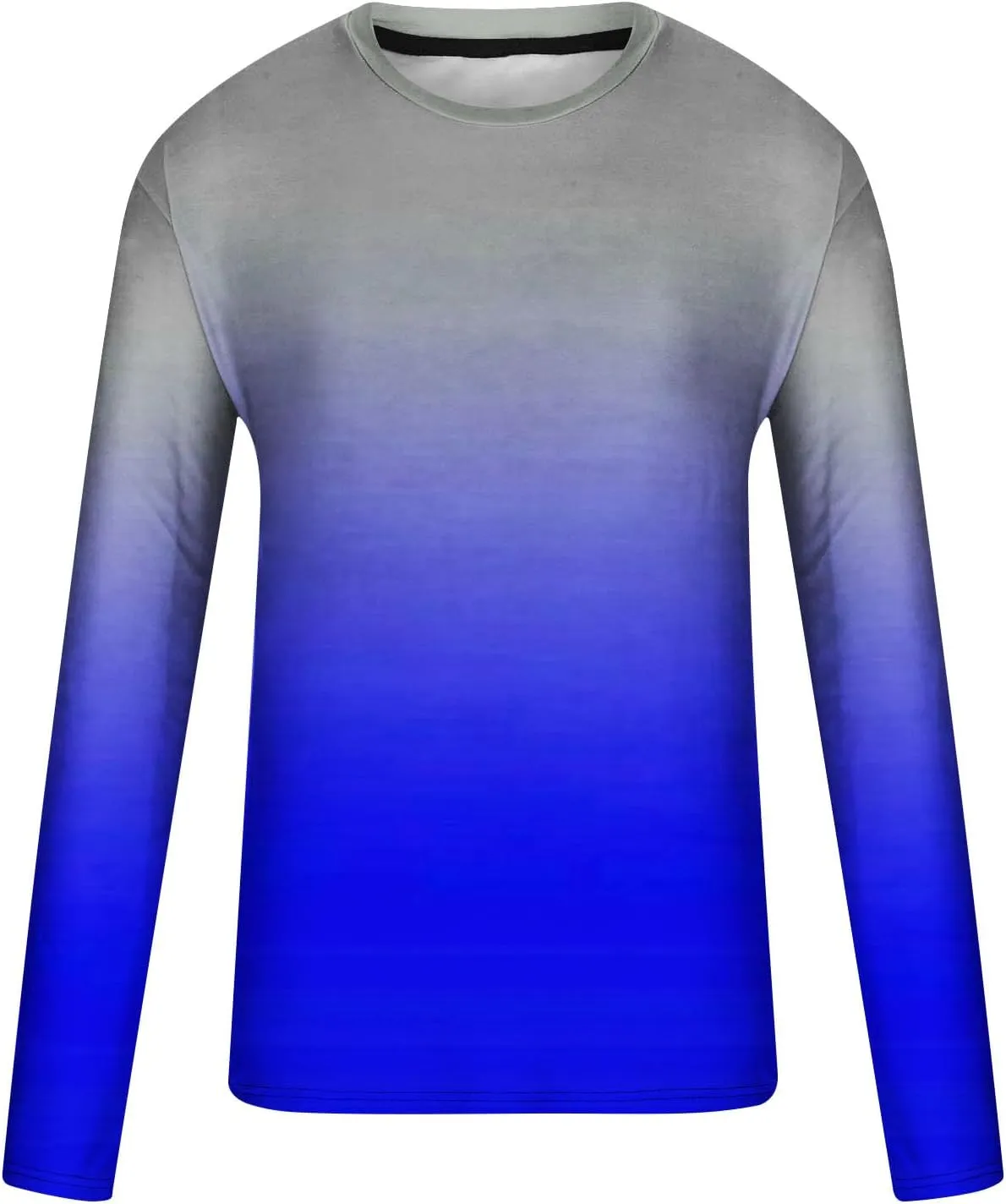 Shirts for Men Long Sleeve Casual Loose Gradient Color Print Crewneck Sweatshirt Lightweight Gym Workout Pullover Top