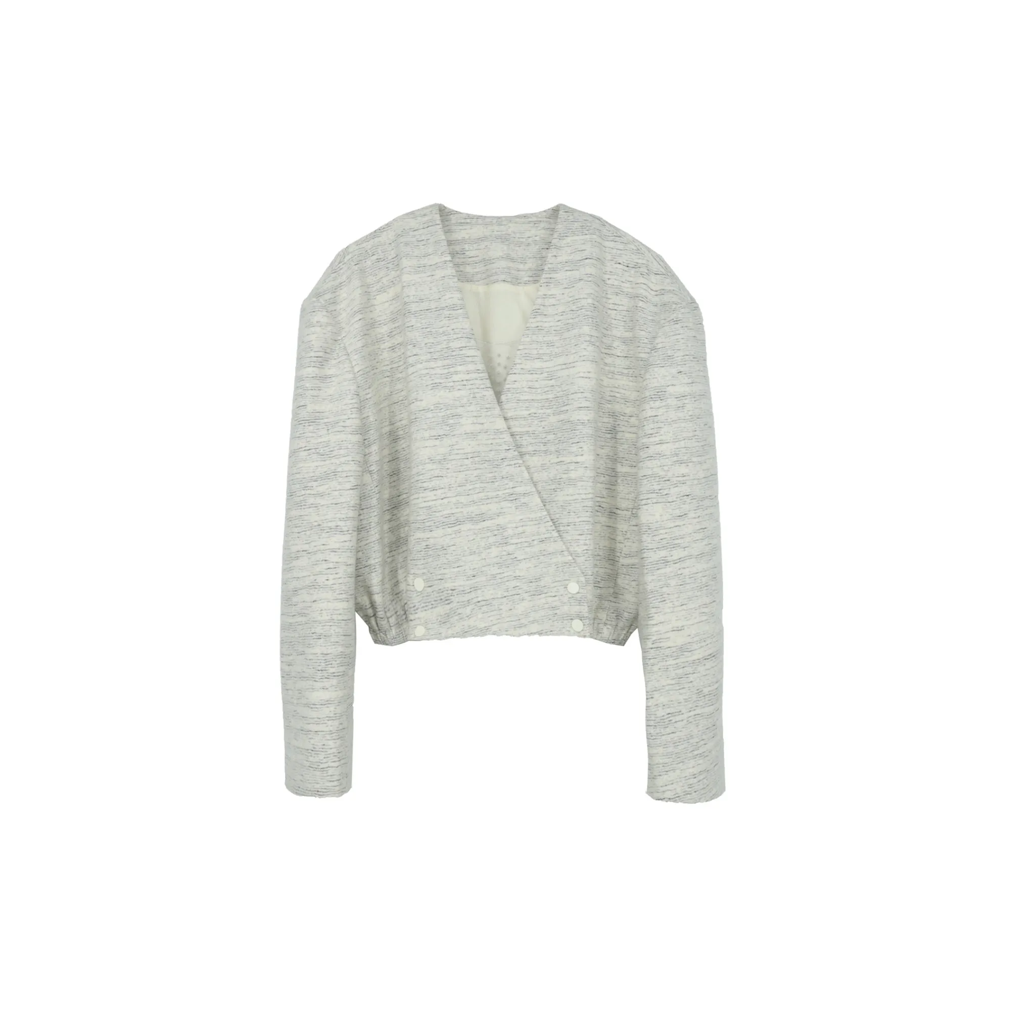 Short Box Double Breasted Heather Wool Jacket