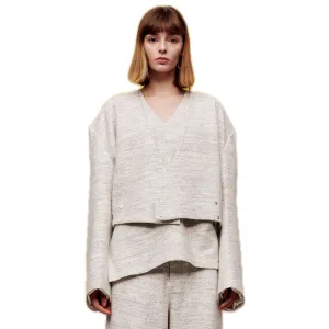 Short Box Double Breasted Heather Wool Jacket