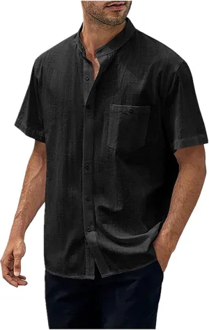 Short Sleeve Button Down Men Cuban Guayabera Big and Tall Casual Beach Wear Clothing with Pocket Green Plus Size